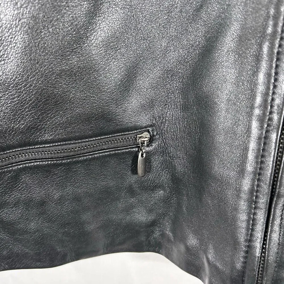 Coldwater Creek Jacket Women's XL Black Leather Wool Ribbed Full Zip Pockets - Picture 4 of 8